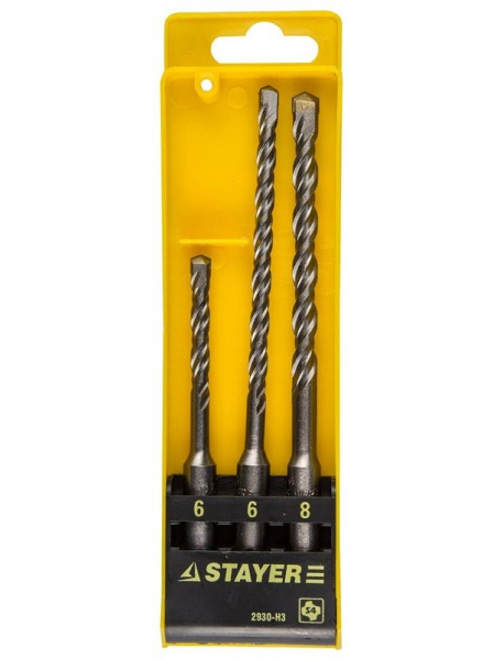 Набор STAYER "PROFI" Буры по бетону, хвостовик "SDS-Plus", в боксе, 3шт 2930-H3