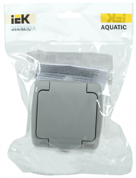 РСш12-2-А Розетка 1-ая с з/к откр. уст. 16А IP54 AQUATIC IEK