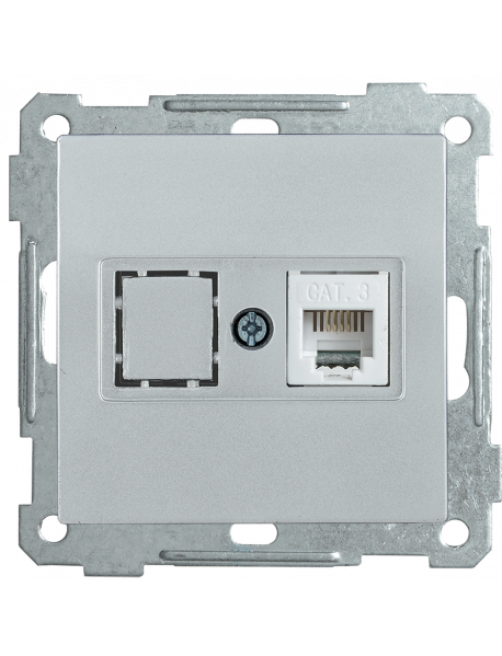 РТ12-1-Б Розетка телефонная RJ12 BOLERO серебряный IEK