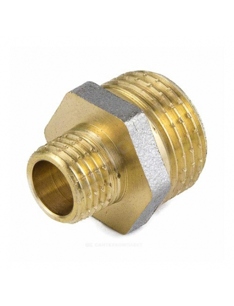 Ниппель латунь никель переходной Ду 25х20 (1"х3/4") НР 9023 ГОСТ 32585-2013 Aquasfera 9023-05
