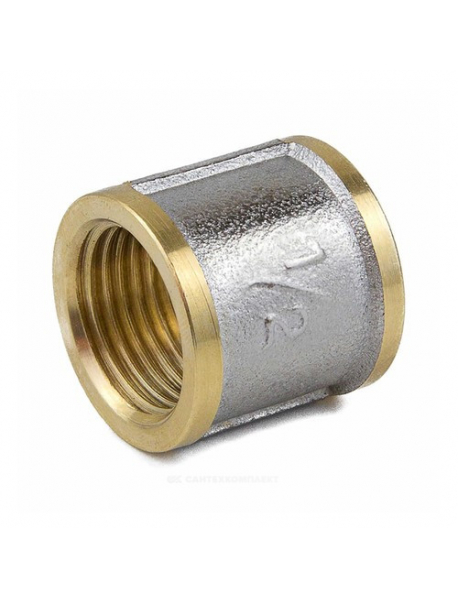 Муфта латунь никель Ду 32 (1 1/4") ВР 9018 ГОСТ 32585-2013 Aquasfera 9018-04