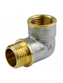 Угольник латунь никель реборда Ду 15 (1/2") ВР/НР 9006 ГОСТ 32585-2013 Aquasfera 9006-01