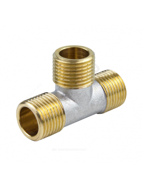 Тройник латунь никель Ду 25 (1") НР/НР/НР 9010 ГОСТ 32585-2013 Aquasfera 9010-03