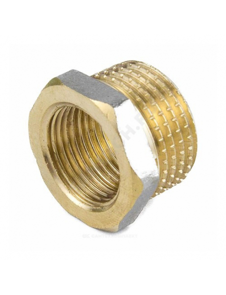 Футорка латунь никель Ду 40х25 (1 1/2"х1") НР/ВР 9024 ГОСТ 32585-2013 Aquasfera 9024-09