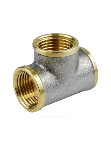Тройник латунь никель Ду 25 (1") ВР/ВР 9007 ГОСТ 32585-2013 Aquasfera 9007-03