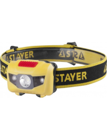 Фонарь STAYER "MASTER" налобный светодиодный, 1Вт(80Лм)+2LED, 4 режима, 3ААА 56568