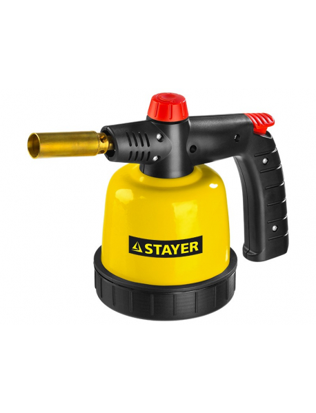 Паяльная лампа газовая STAYER "MASTER", на баллон, с пьезоподжигом, регулировка пламени, 1850С 55590