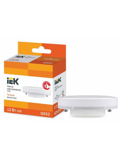 Лампа LED T75 таблетка 12Вт 230В 3000К GX53 IEK