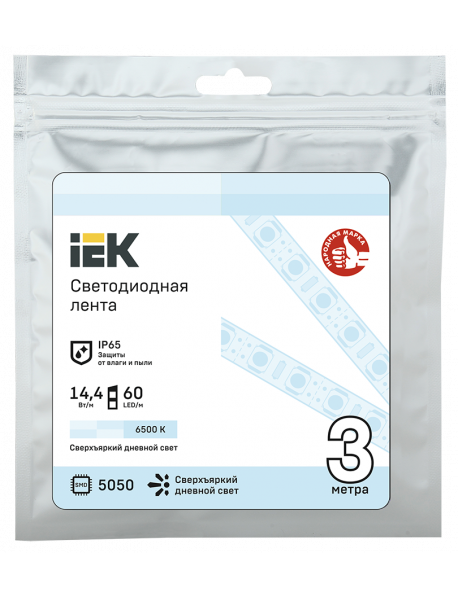 Лента LED 3м LSR-5050W60-14,4-IP65-12В IEK