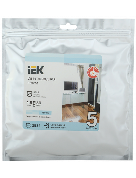 Лента LED 5м LSR-2835W60-4,8-IP65-12В IEK