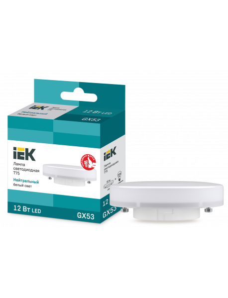 Лампа LED T75 таблетка 12Вт 230В 4000К GX53 IEK