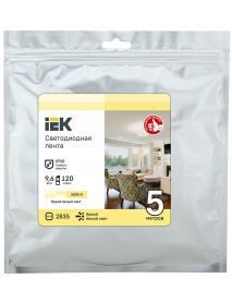 Лента LED 5м LSR-2835WW120-9,6-IP20-12В IEK