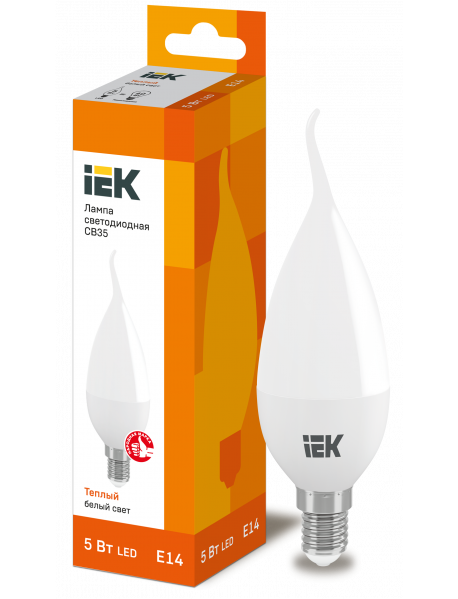 Лампа LED CB35 свеча на ветру 5Вт 230В 3000К E14 IEK