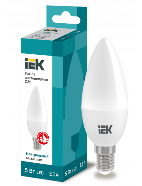 Лампа LED C35 свеча 5Вт 230В 4000К E14 IEK Лампа LED C35 свеча 5Вт 230В 4000К E14 IEK