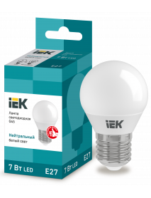 Лампа LED G45 шар 7Вт 230В 4000К E27 IEK