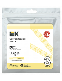 Лента LED 3м LSR-5050WW60-14,4-IP65-12В IEK