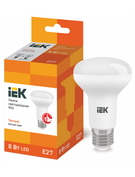 Лампа LED R63 рефлектор 8Вт 230В 3000К E27 IEK Лампа LED R63 рефлектор 8Вт 230В 3000К E27 IEK