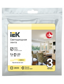 Лента LED 3м LSR-2835WW120-9,6-IP65-12В IEK