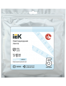 Лента LED 5м LSR-5050W30-7,2-IP20-12В IEK
