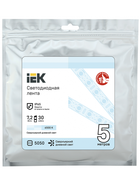 Лента LED 5м LSR-5050W30-7,2-IP65-12В IEK