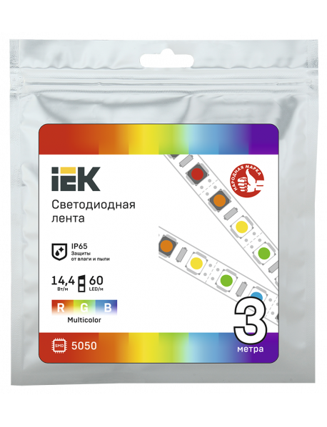 Лента LED 3м LSR-5050RGB60-14,4-IP65-12В IEK