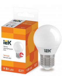 Лампа LED G45 шар 9Вт 230В 3000К E27 IEK