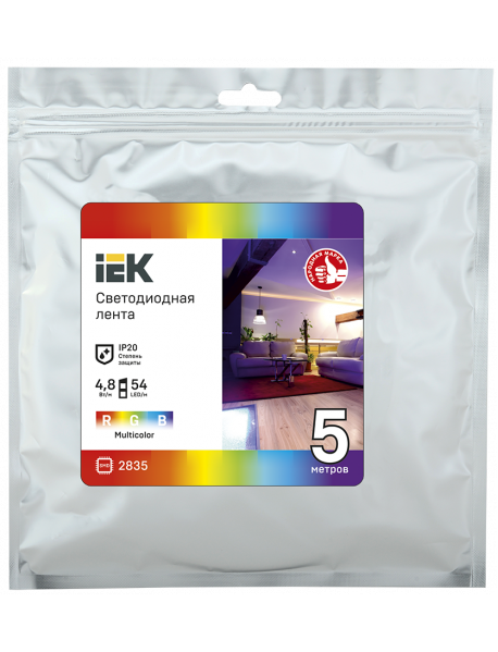 Лента LED 5м LSR-2835RGB54-4,8-IP20-12В IEK