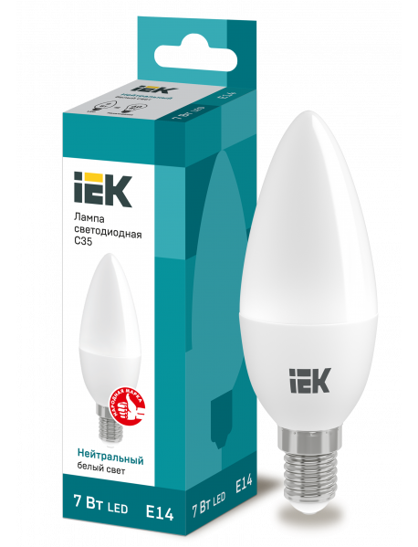 Лампа LED C35 свеча 7Вт 230В 4000К E14 IEK Лампа LED C35 свеча 7Вт 230В 4000К E14 IEK