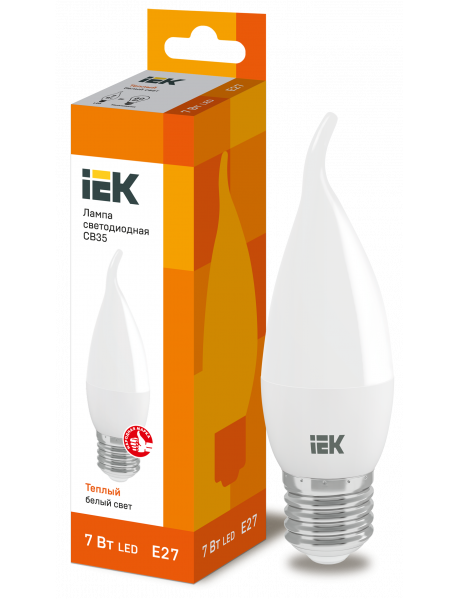 Лампа LED CB35 свеча на ветру 7Вт 230В 3000К E27 IEK