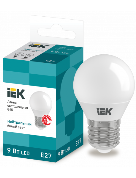 Лампа LED G45 шар 9Вт 230В 4000К E27 IEK