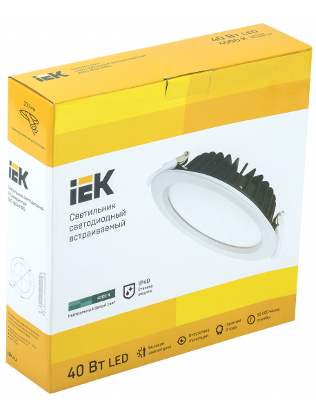 Светильник LED ДВО 1804 PRO белый круг 40Вт 4000K IP40 IEK
