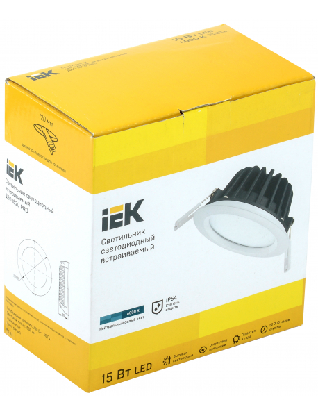 Светильник LED ДВО 1820 PRO белый круг 15Вт 4000K IP54 IEK