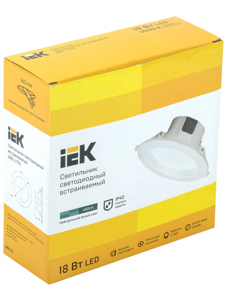 Светильник LED ДВО 1703 белый круг 18Вт 4000K IP40 IEK