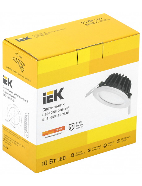 Светильник LED ДВО 1801 PRO белый круг 10Вт 3000K IP40 IEK