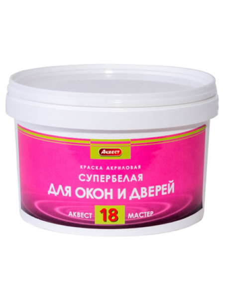Краска акриловая супербелая для окон и дверей. АКВЕСТ-18, 13,5 кг