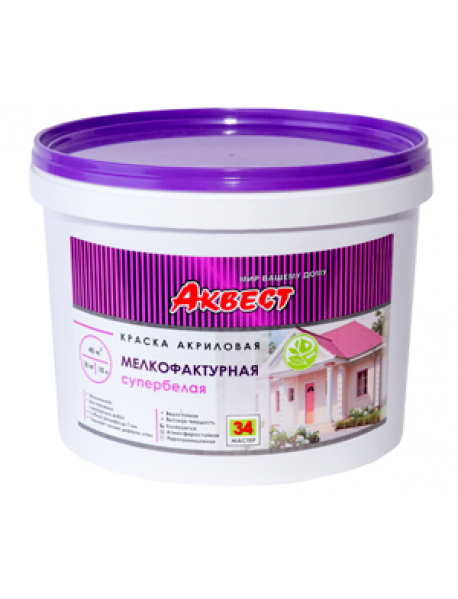 Краска акриловая мелкофактурная супербелая. АКВЕСТ-34 18 кг