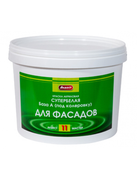 Краска акриловая супербелая для фасадов Аквест-11, 45 кг