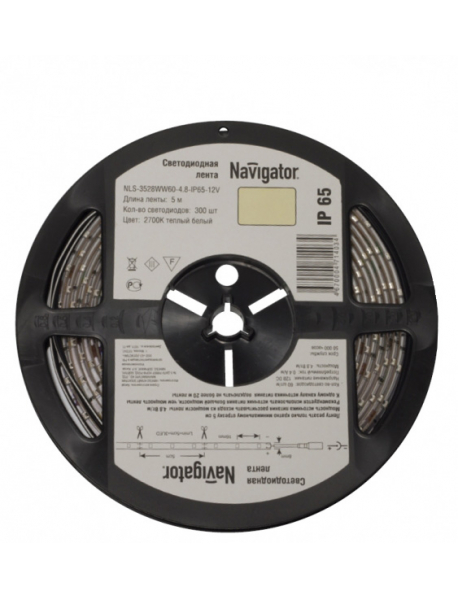 СД Лента Navigator 71 411 NLS-3528WW120-9.6-IP65-12V R5