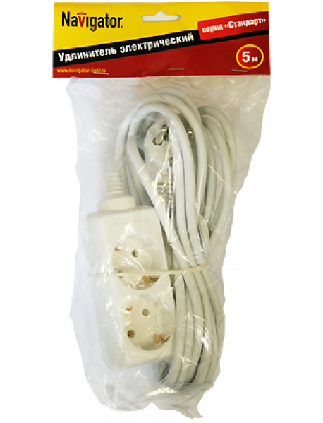Удлинитель Navigator 94 190 NPE-S-02-500-E-3x1 с/з 2 гн. 5м