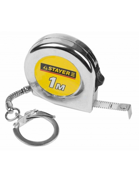 Рулетка-брелок STAYER "STANDARD" "MINI", цвет хромовый, 1мх6мм, 34140-1_z01