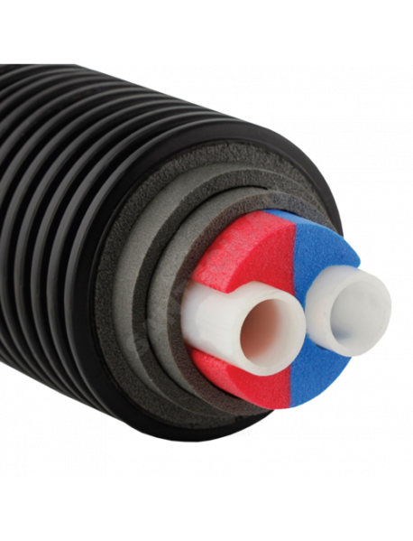 Труба теплоизолированная PE-Xa/EVOH Ecoflex Thermo Twin черная Дн 32х4,4/175х2 Ру10 Тмакс=95C бухта 200м Uponor 1045881