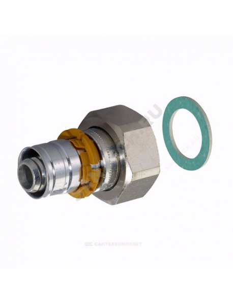 Муфта МП латунь пресс S-PRESS PLUS Дн 32х1 1/4" Ру10 с накидной гайкой Uponor 1070610