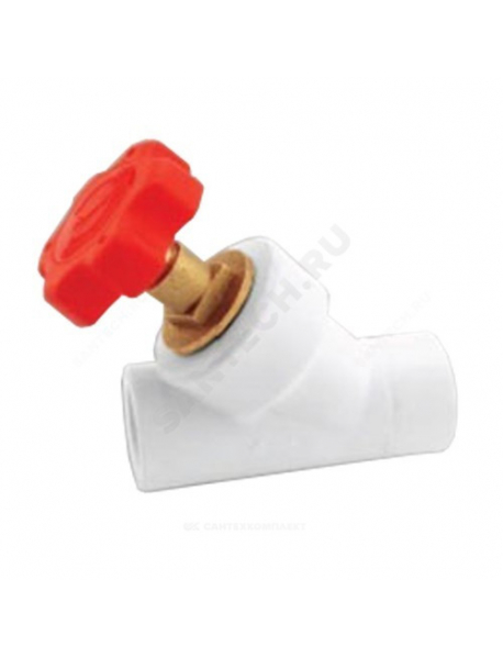 Клапан (вентиль) PP-R запорный белый внутренняя пайка Дн 20х45гр VALFEX 10174020