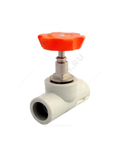 Клапан (вентиль) PP-R запорный серый внутр/наруж пайка Дн 20х45гр VALFEX 10173020Г