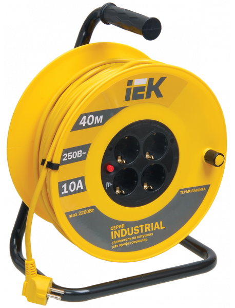 Катушка УК40 с т/з 4 места 2P+PE/40м 3х1,0 мм2 "Industrial"