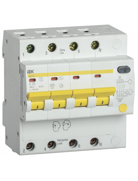 Диф.автомат АД14S 4Р 25А 100мА IEK Диф.автомат АД14S 4Р 25А 100мА IEK